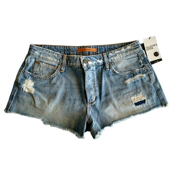 Joe's Jeans Collector's Edition A-Line Shorts Blue Fade Distress Cut Off 30 New - Picture 1 of 8